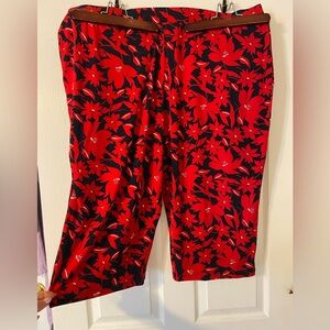 Susan Graver 90s Pull-On Wide Leg Culotte Pants Navy Red 2X NEW